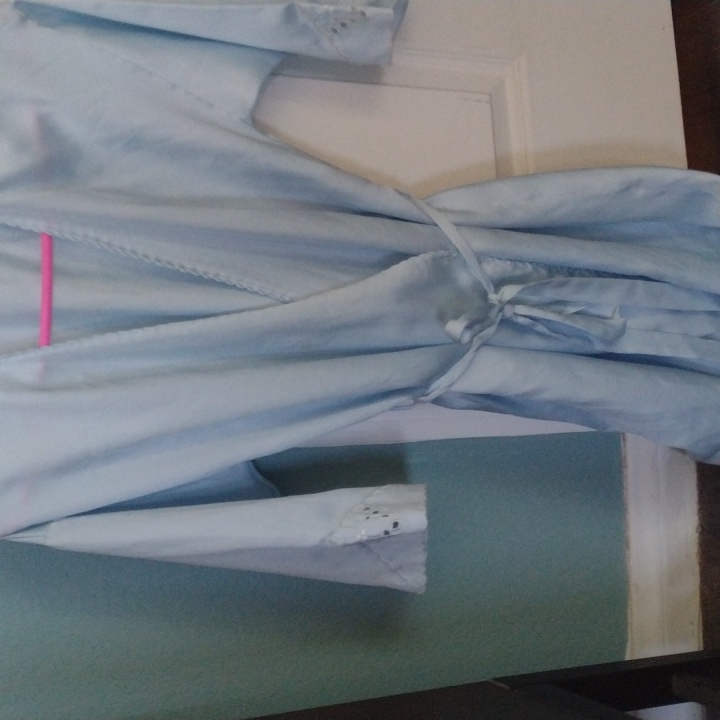Light Blue Silk Short Robe.